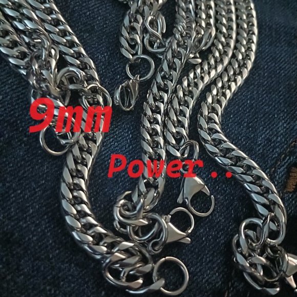 Jewelry - Hot New Power 2 Stainless Steel 9mm Cuban Link 24" Necklaces